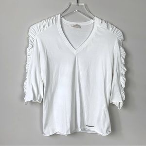 Valentino White Cotton Top Cinched detail sleeves